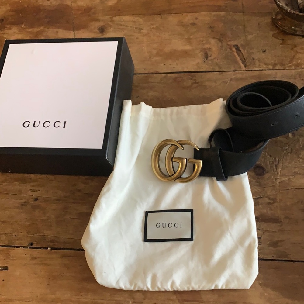 Gucci Gold Brass Belt Double G Logo